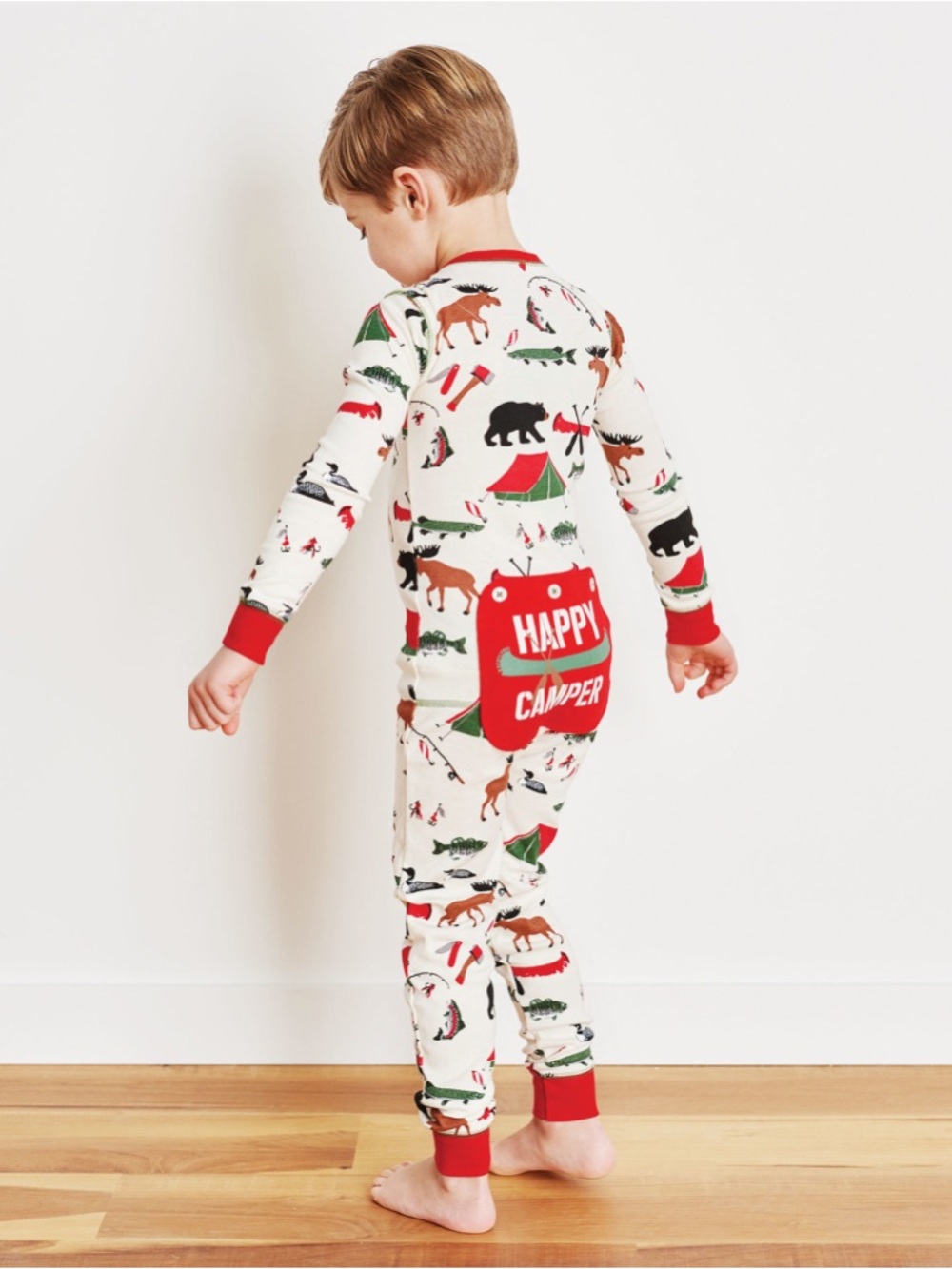 Little Blue House Happy Camper Union Suit Pajamas Boys Size 14 NWT Camping Print